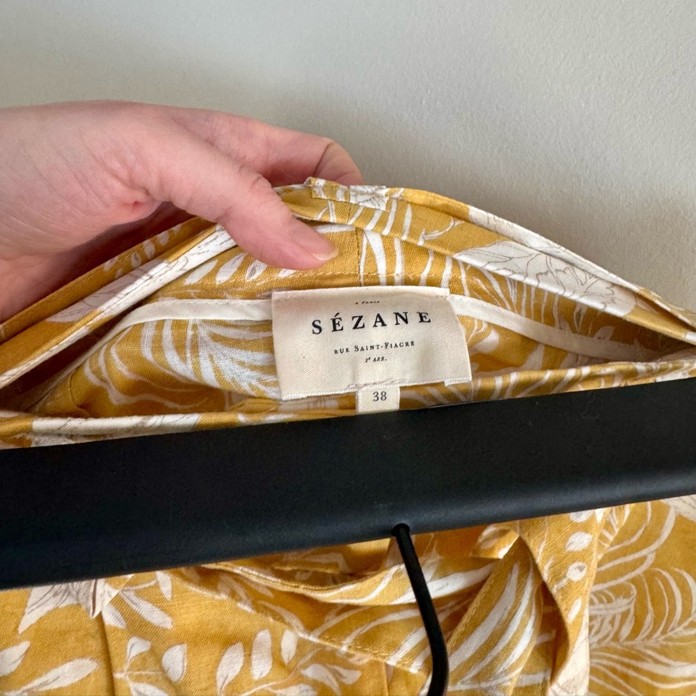 Sezane Yellow Print Lucas Linen Cotton Shorts - Picture 8 of 10